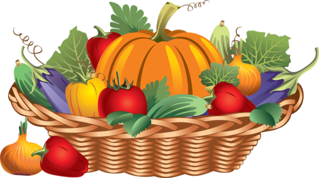 Basket Full Of Fall Vegetables - Basket Of Fruits And Vegetables Drawing (640x358), Png Download