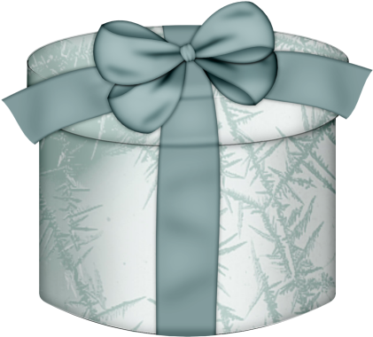 White Round Gift Box With Blue Bow Clipart - Blue Gift Clipart (450x410), Png Download