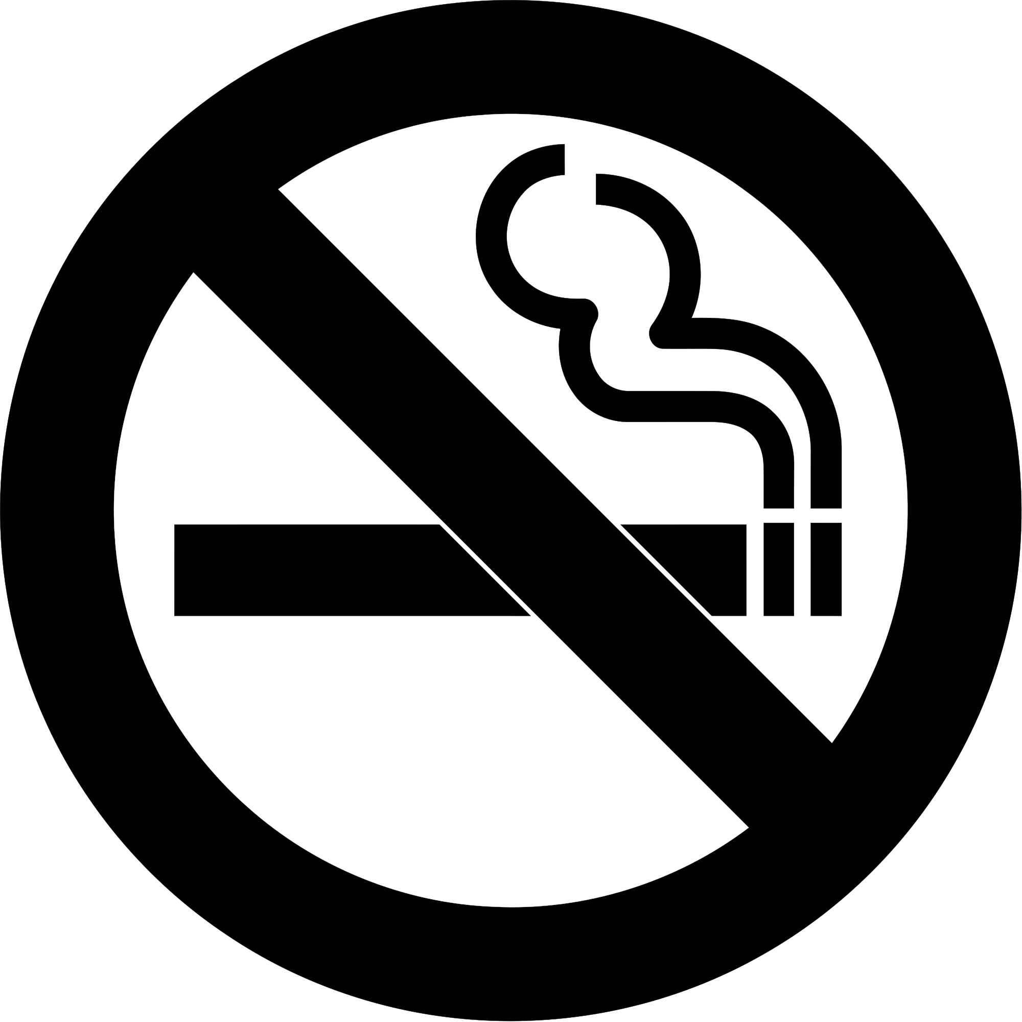 Open - No Smoking Png Black (2000x2000), Png Download