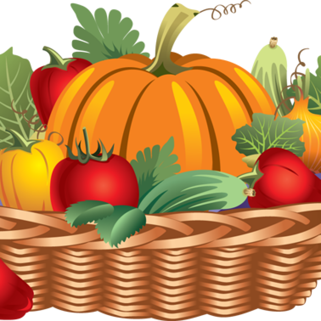Clipart Royalty Free Download Basket Of Vegetables - Basket Of Fruits And Vegetables Drawing (1024x1024), Png Download