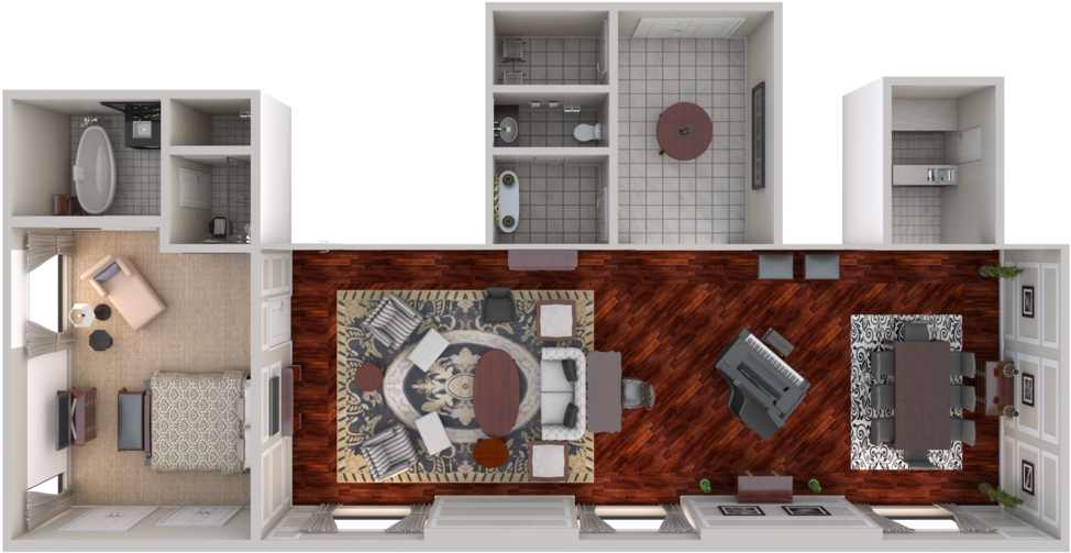 View 3d Floor Plans - Suite (1024x768), Png Download