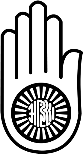 Black Outline Jain Hand Symbol Tattoo Stencil - Ahimsa Symbol (320x550), Png Download