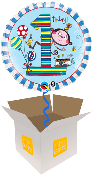 1st Birthday Blue Stripe Monkey - . /1st Birthday Monkey Foil Banner & 46cm Foil (568x568), Png Download