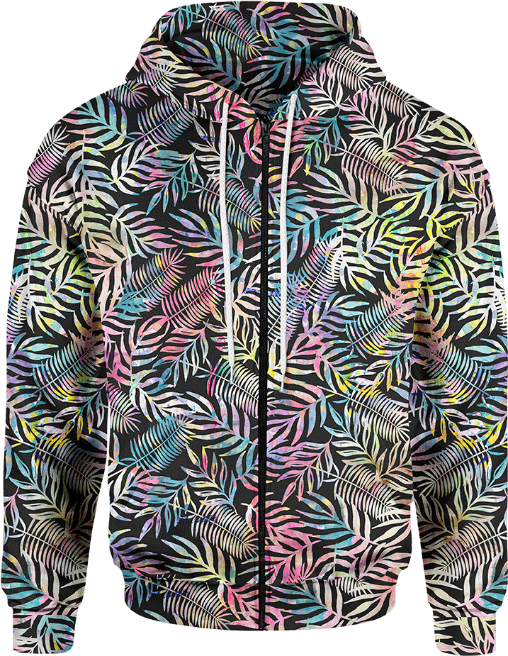Rainbow Jungle Zip Hoodie - Clothing (900x900), Png Download