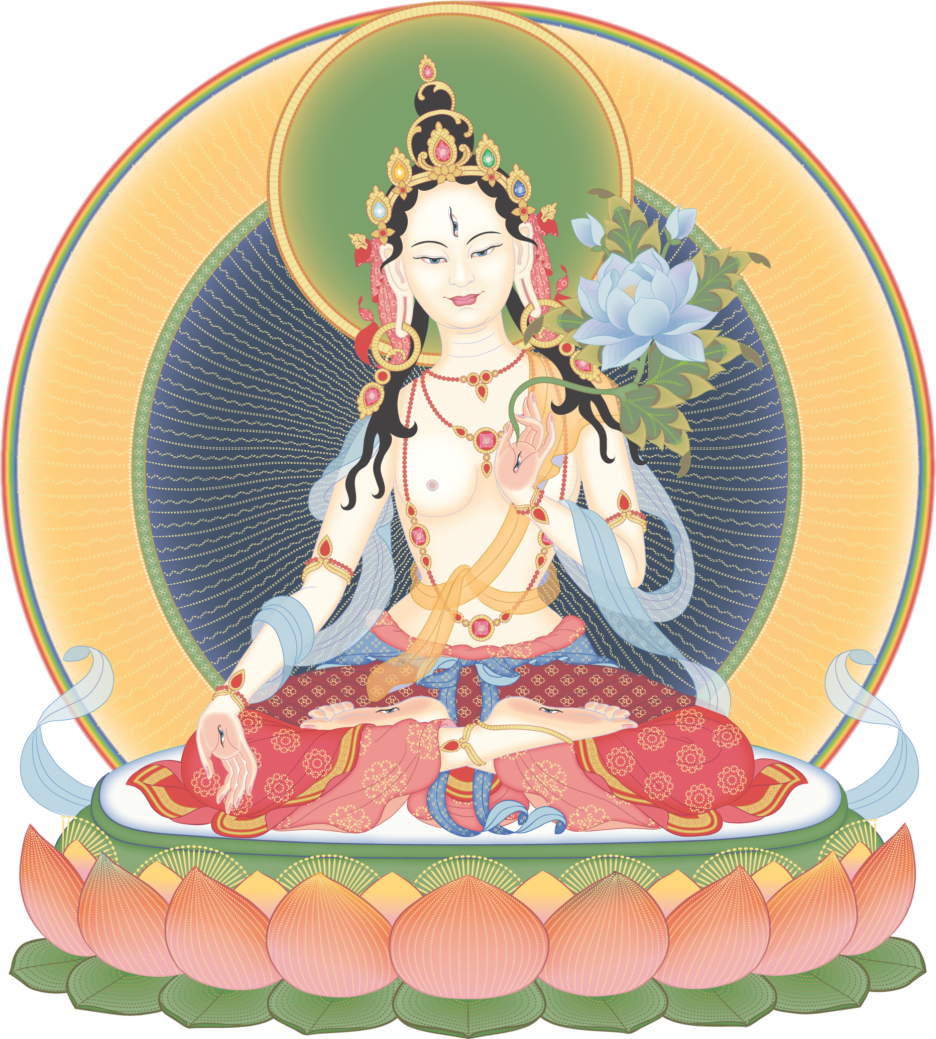 Media4 White Tara 1 Guided Meditation - White Tara Kadampa (1864x2070), Png Download
