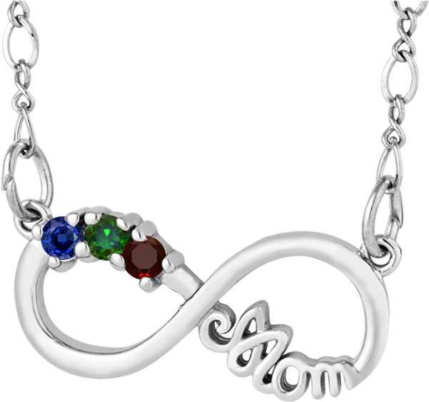 Jpg Library Download Drawing Gems Gemstone Necklace - 3 Stone Infinity Mom Pendant In Sterling Silver (768x785), Png Download