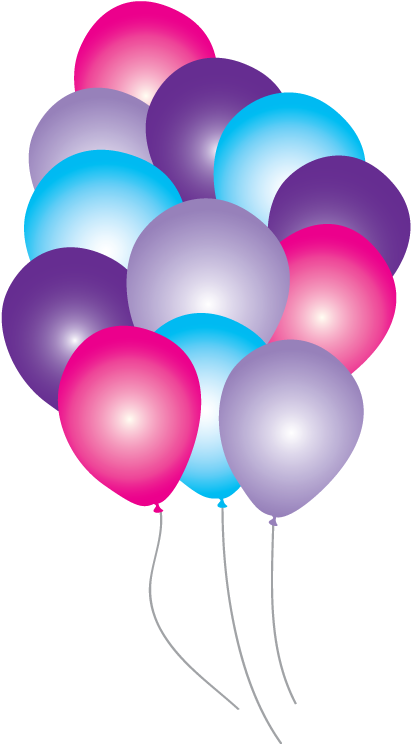 Balloon Pencil And In Color - Pink And Purple Balloons Png (452x795), Png Download