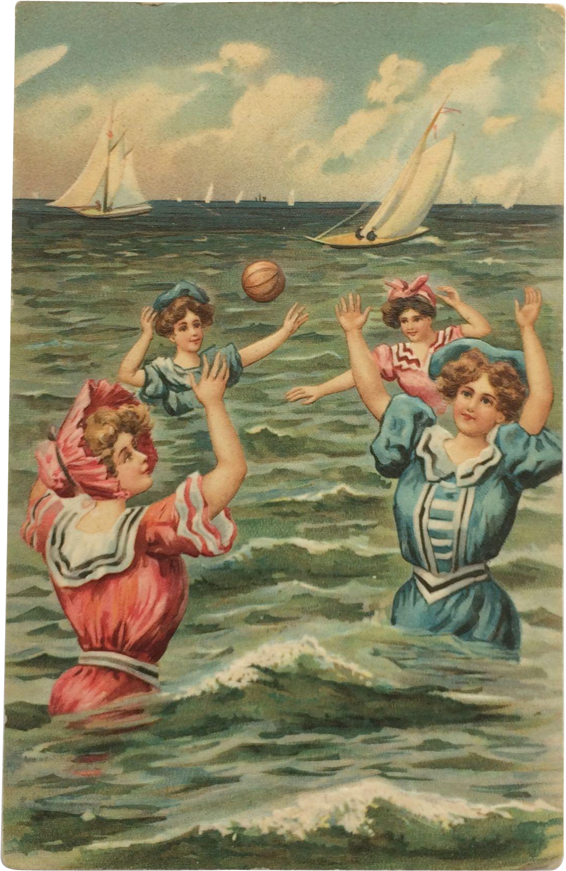 Bathing Beauties Beach Ball - Women Vintage Water Polo Prints (1706x1706), Png Download