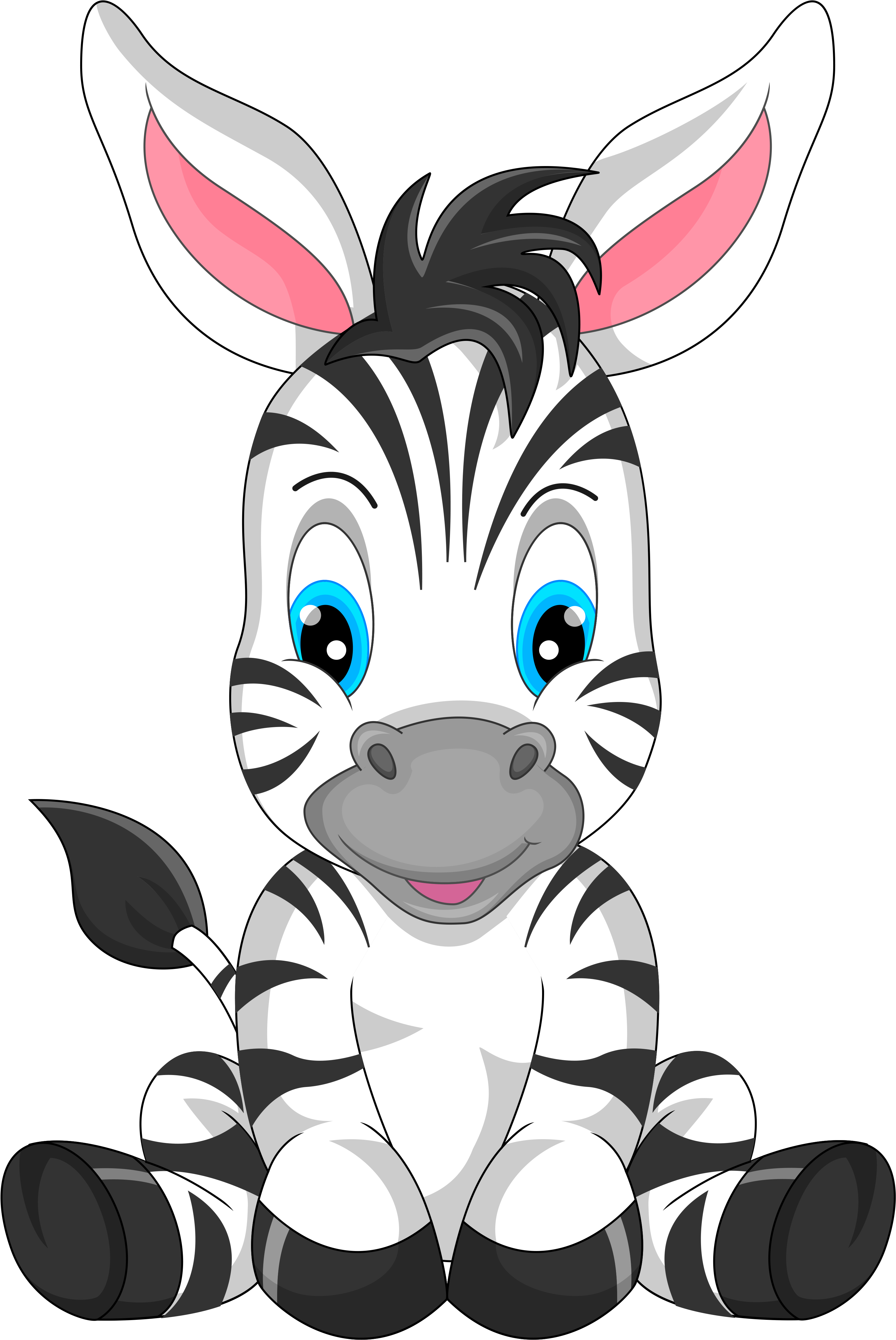 Donkey Clipart Transparent - Zebra Cartoon Png (3295x4932), Png Download