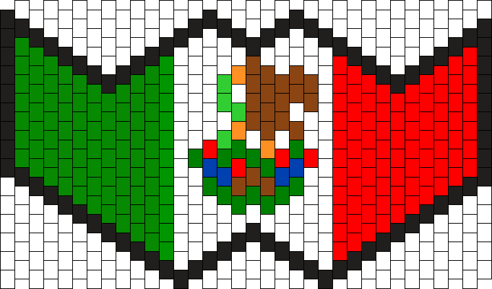 Mexican Flag Kandi Mask - Mexican Flag Perler Beads (715x420), Png Download