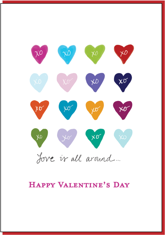 Valentine Day Hearts Card (1000x1429), Png Download