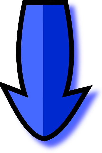 Bulb Blue, Arrow, Down, Shadow, Direction, Color, Bulb - Flechas Hacia Abajo Azul (429x640), Png Download