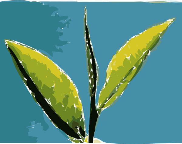 Paint Leaves Blue Background Clip Art At Clker - Tea Leaf Clip Art (600x475), Png Download