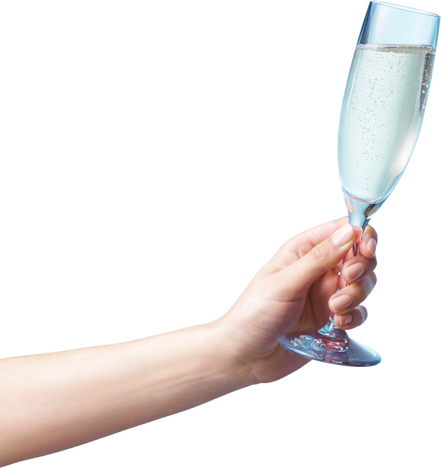 Virtually - Hand Champagne Glass Png (871x925), Png Download