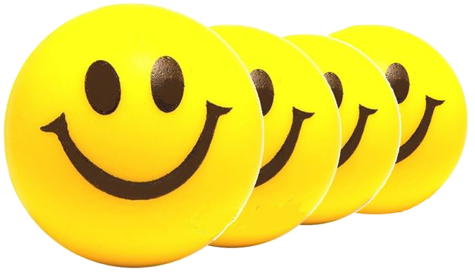 4 Stress Balls Included - Transparent Smiley Balls (692x644), Png Download