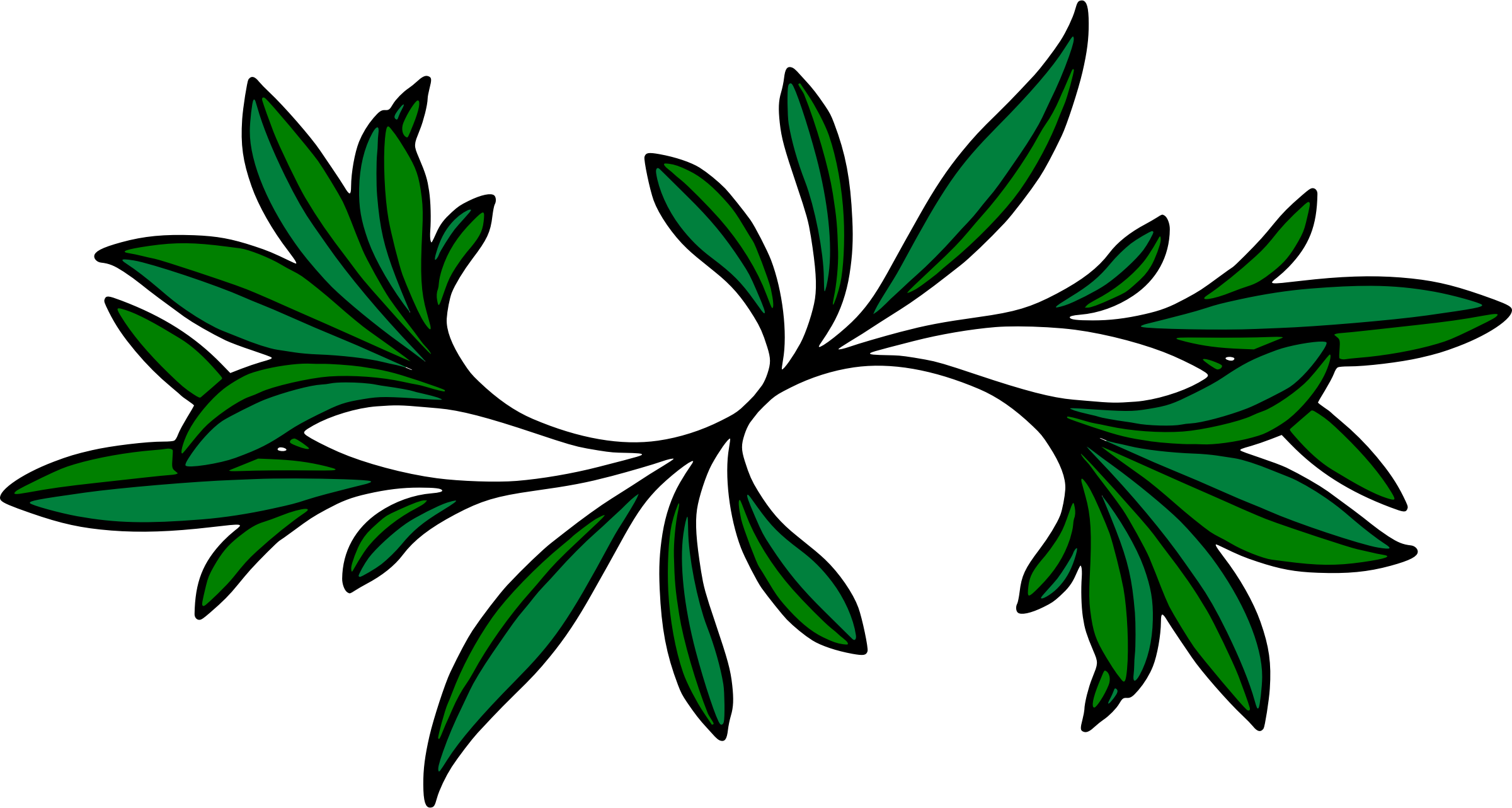 Clipart Leafy Design 8 Colour - Color (2400x1282), Png Download