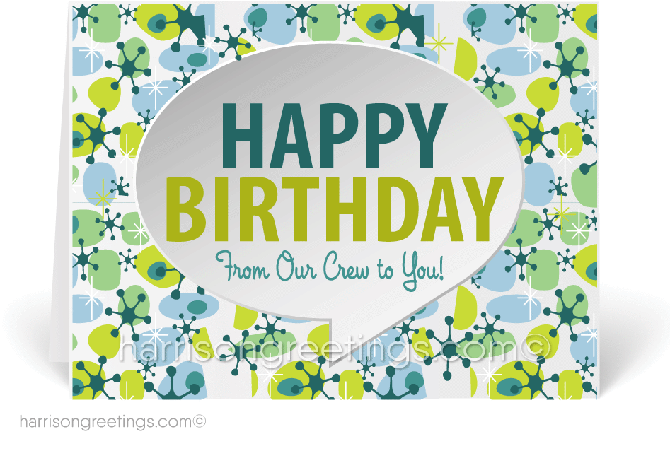 Retro Happy Birthday Cards From Office - Greeting Card (946x704), Png Download