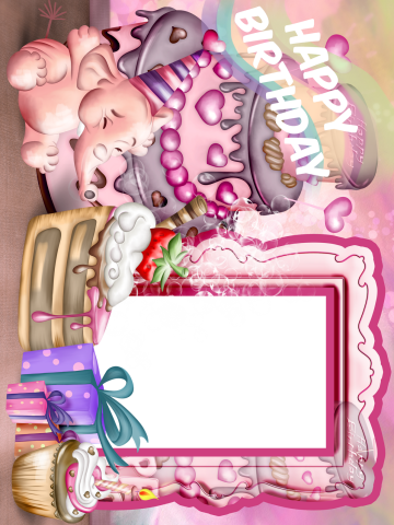 Happy Birthday Photo Frame And Greeting Card - Birthday Photo Frame (360x480), Png Download