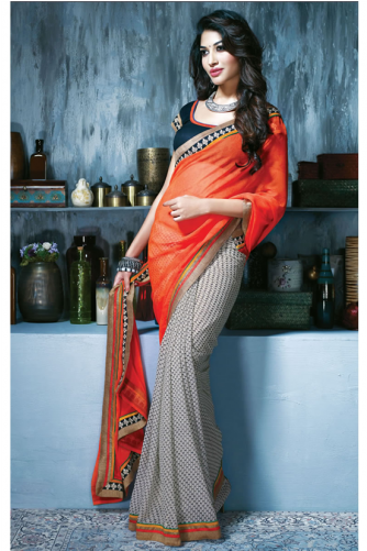 Image Black And White Stock Gorgeous Heavy Hand Work - Simple Chiffon Saree Printed (500x500), Png Download
