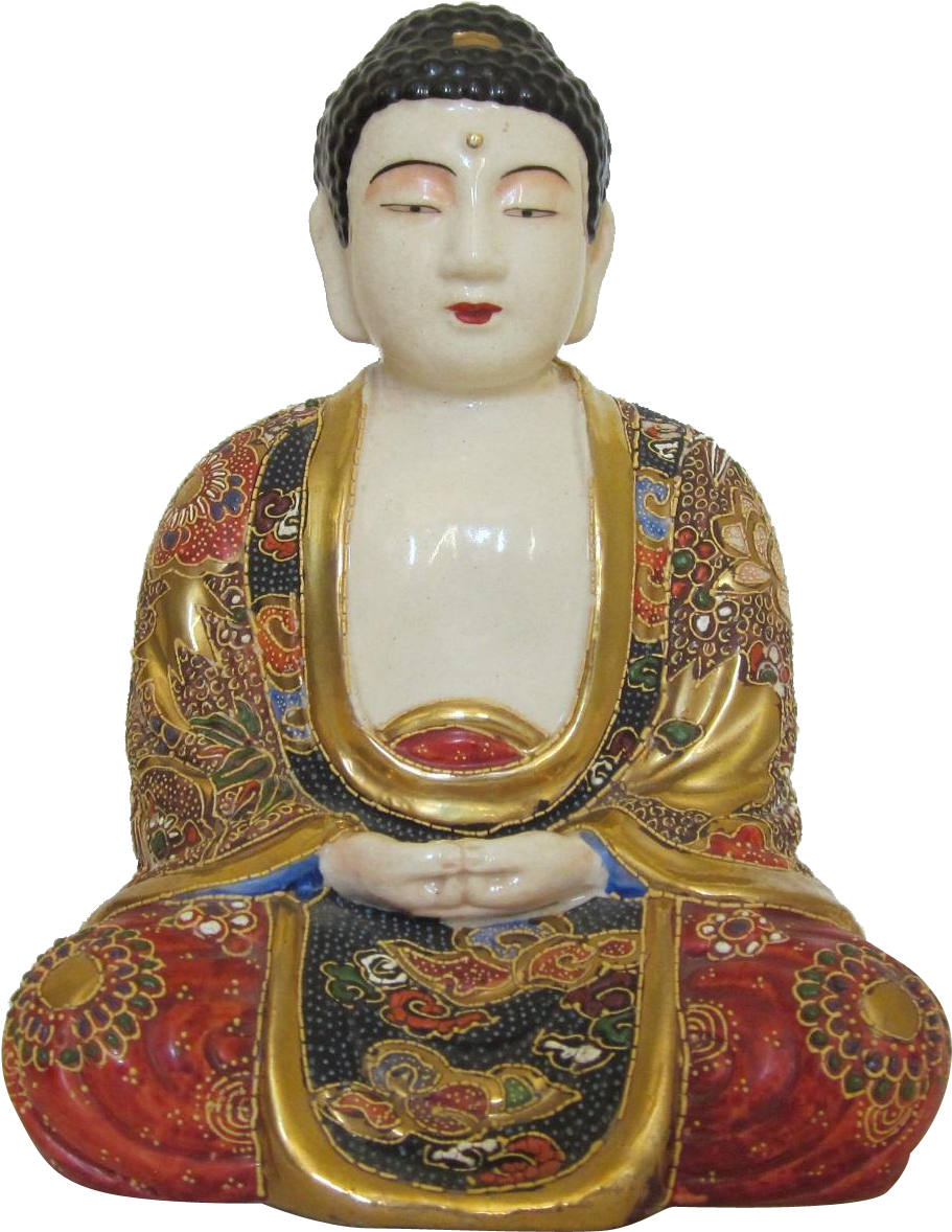 Antique Kinkozan Moriage Satsuma Japanese Meditating - Gautama Buddha (1177x1177), Png Download