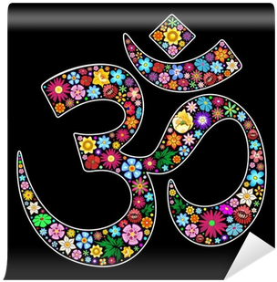 Om Aum Namaste Yoga Symbol Floral Art Design Wall Mural - Om Aum Namaste Yoga Symbol Pillow Sham (400x400), Png Download