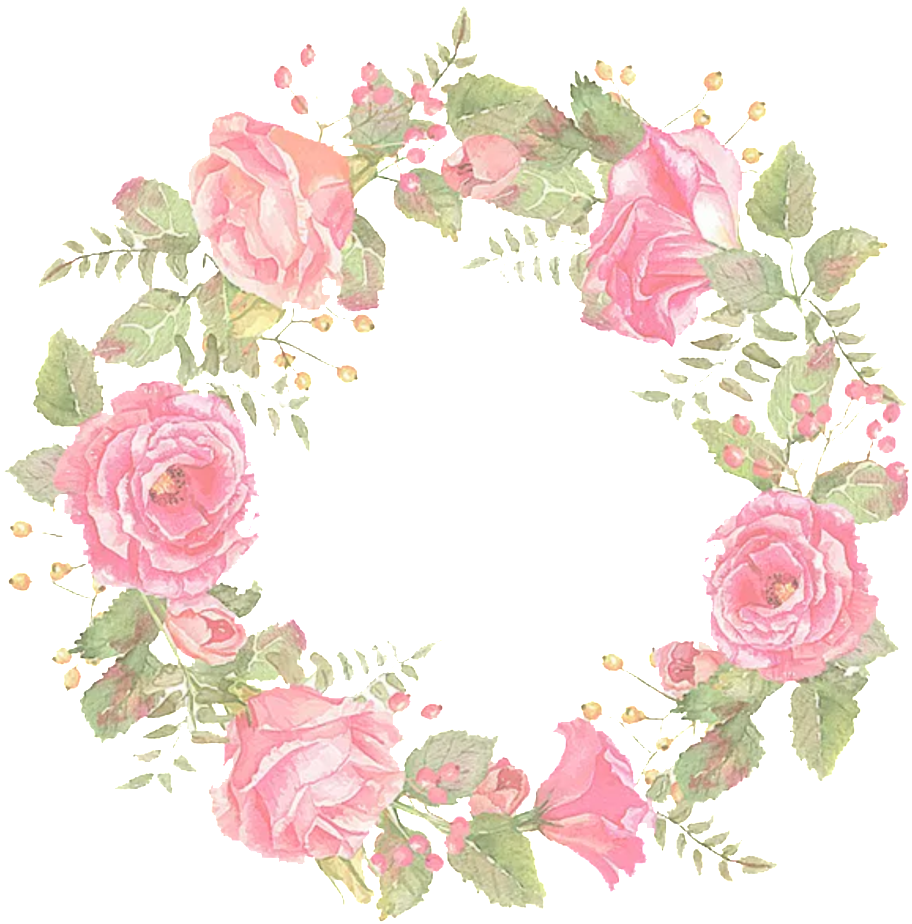 Romantic Beautiful Pink Flowers Hand Drawn Garland - Birthday Flower Frame Round (1024x1037), Png Download