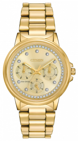 Citizen Chandler Ladies' Swarovski Crystal Embellished - Women's Gold Citizen Watches (400x496), Png Download