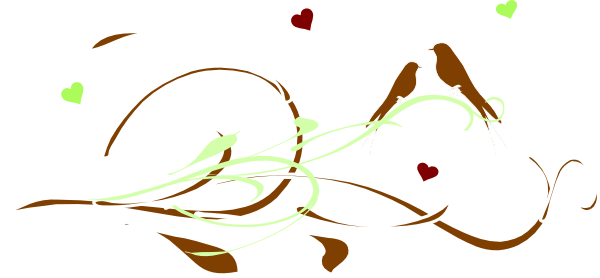 Love Birds On A Branch (600x278), Png Download