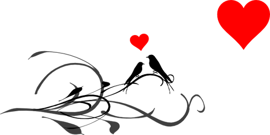 Picture - Black Love Birds Clip Art (532x266), Png Download