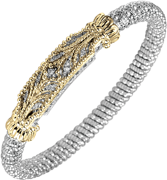 14k Gold & Sterling Silver Diamond Bracelet - Bracelet (643x643), Png Download