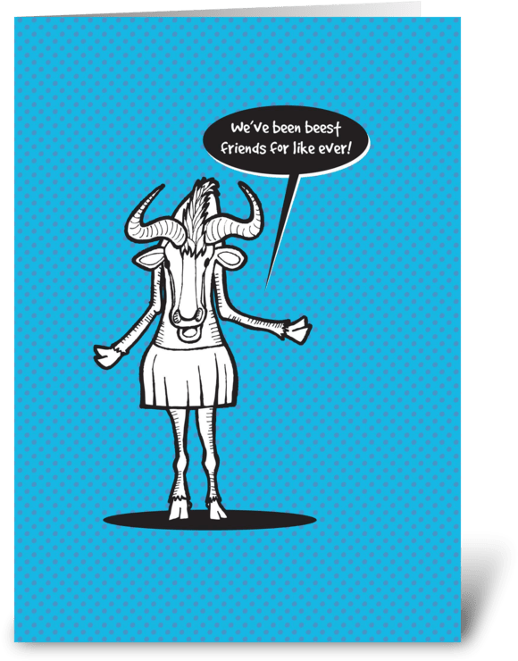 Beest Friends Forever Greeting Card - Cartoon (700x792), Png Download