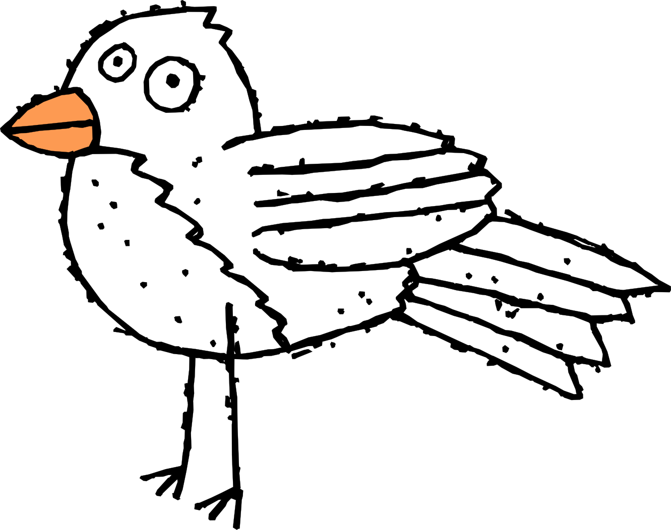 Cartoon Bird 3 Black White Line Art Scalable Vector - Cartoon Bird (1331x1052), Png Download