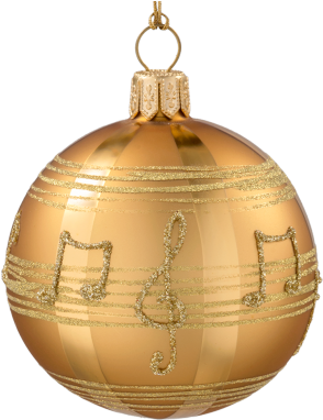 Christmas Bauble, Gold-coloured With Musical Notes, - Music Christmas Bauble (390x390), Png Download