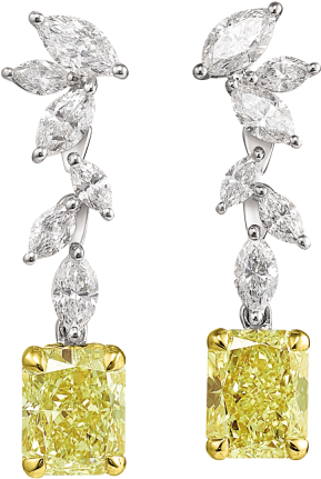 Fancy Light Yellow Radiant Cut Diamond Earrings - Library (640x640), Png Download