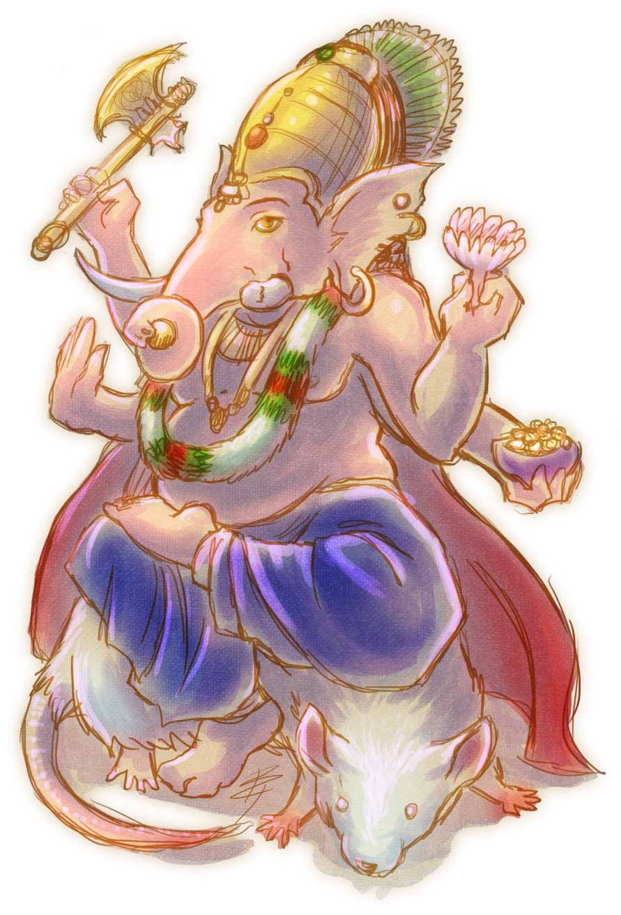 Drawing Ganesh Artistic - Ganeshji Png (900x1391), Png Download