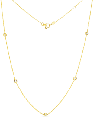 00 18k Yellow Gold Five Diamond Station Necklace - Jewellery (480x480), Png Download
