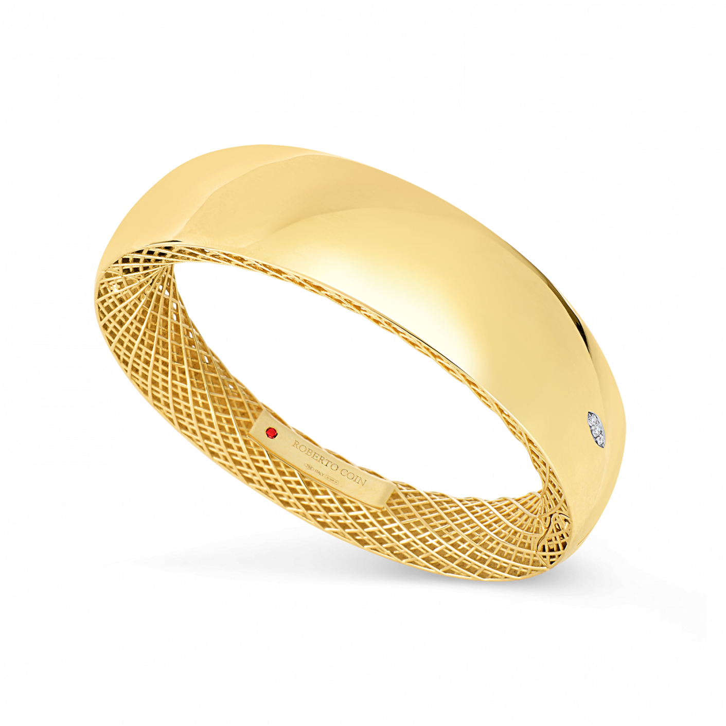 Roberto Coin Wide Gold Bangle With Diamonds - Roberto Coin (1410x1800), Png Download