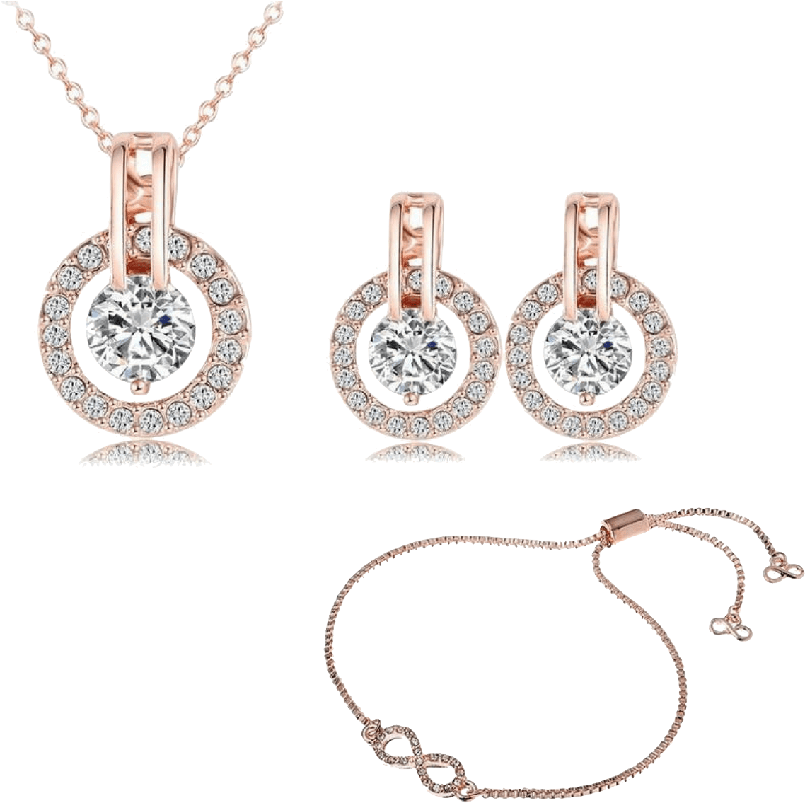 Jeminee Jewellery Simple Rose Gold Gift Set - 18k Rose Gold Plated Necklace/earring Sets (1200x1200), Png Download
