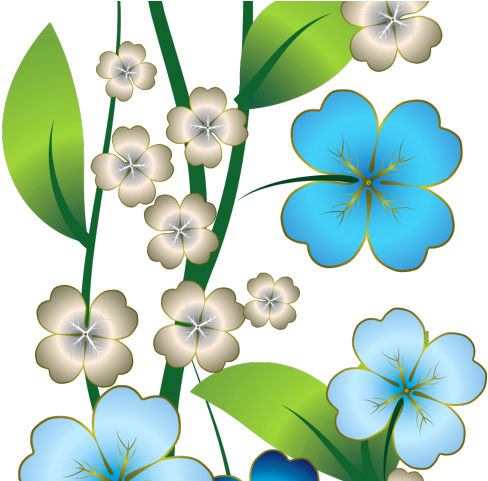 Border Blue Flower Line (640x480), Png Download