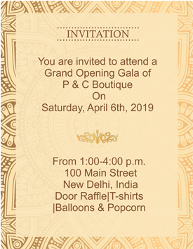 Ethnic Golden Border Portrait Invitation Card - Wedding Invitation (284x426), Png Download