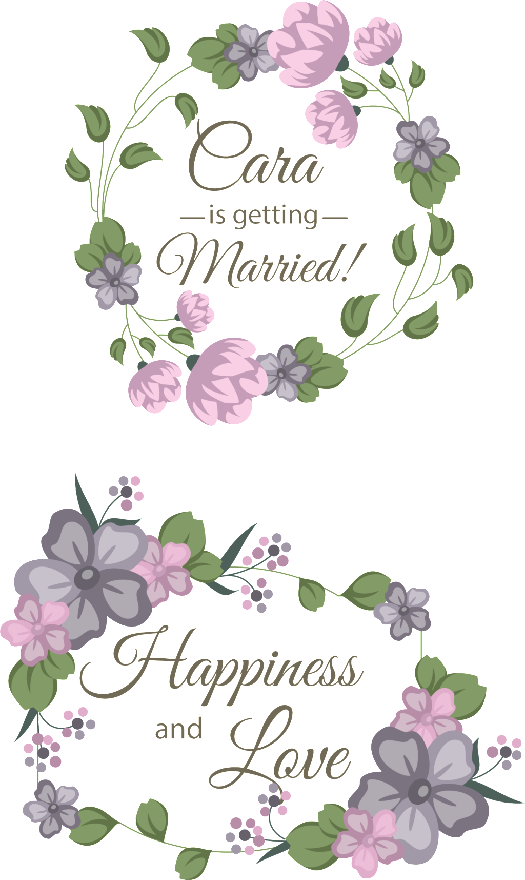 Fresh Purple Flowers Hand Painted Garland Decorative - Design With Vinyl Happiness Is Homemade Wall Decal (1024x1715), Png Download