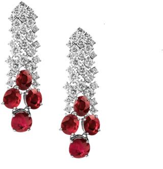 Rings - Earrings - Bracelets - Necklaces - Cascade - Pigeon Blood Ruby Earrings (525x700), Png Download