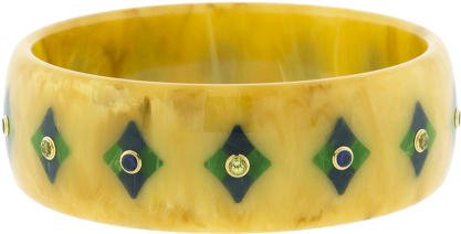 Brown, Blue And Green Bakelite Bangle - Blue (480x612), Png Download