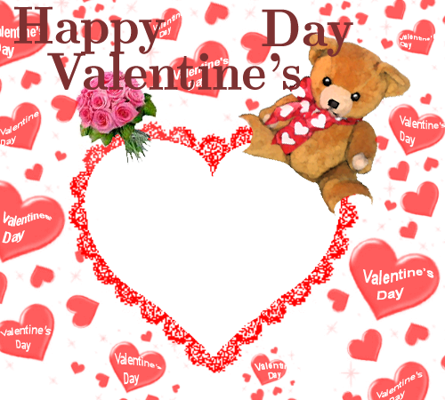 Happy Valentine's Day Teddy Bear - Happy Valentines Day Frames (500x450), Png Download