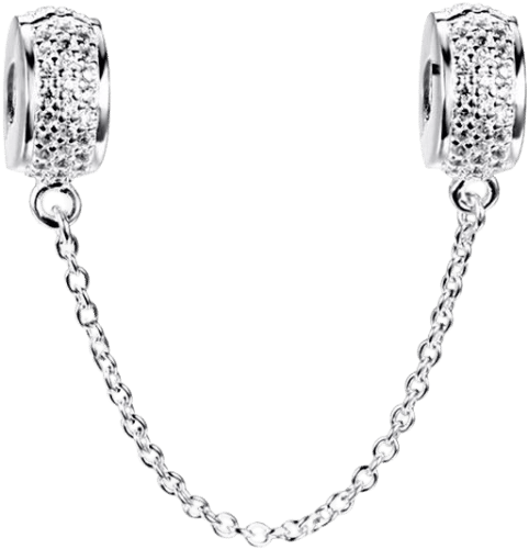 Safety Chain Charms Clasp For Bracelet White April (750x750), Png Download