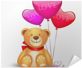 Cute Teddy Bear With In Heart Shape Balloons, Valentines - Cuori Con Palloncini Con Orsacchiotto (400x400), Png Download