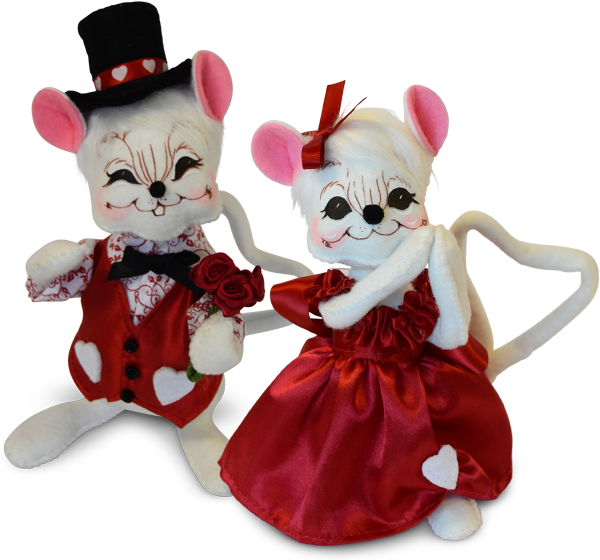 Valentine Boy & Girl Mouse Couple - Stuffed Toy (600x600), Png Download