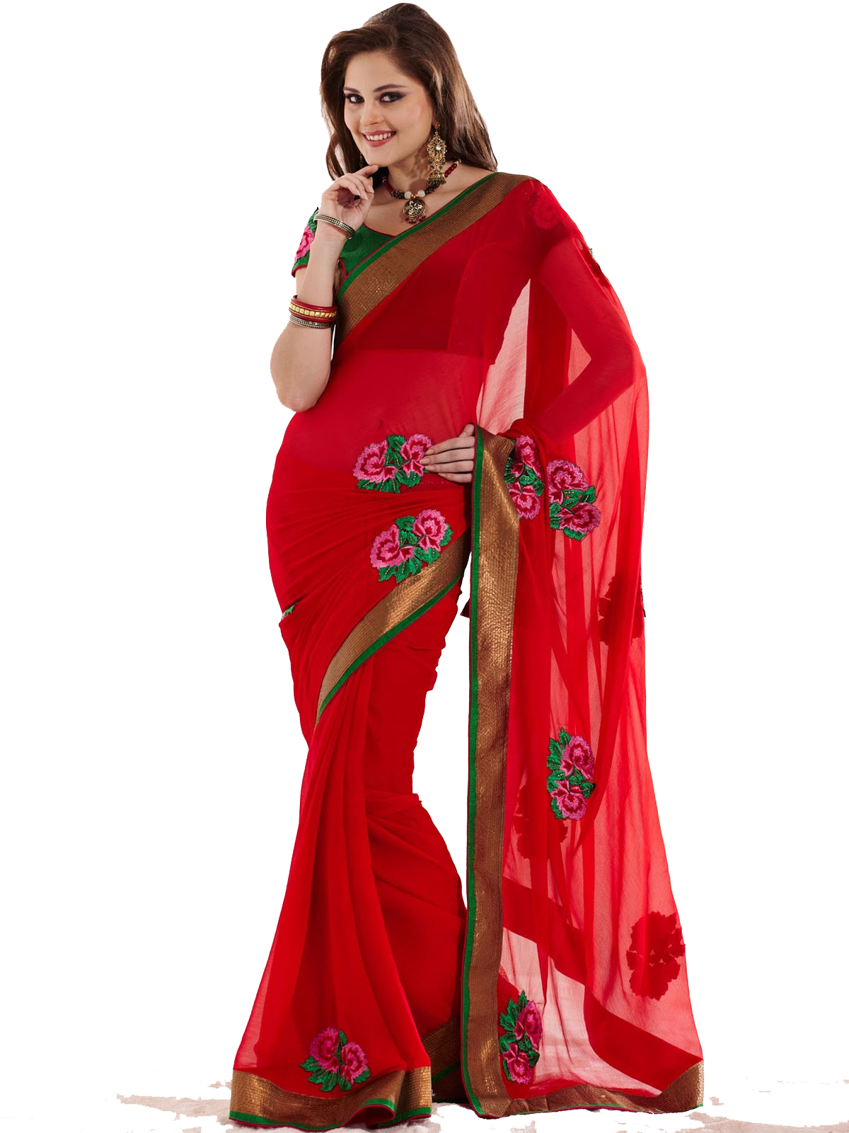 Sarees - Party Saj With Sari (1200x1600), Png Download
