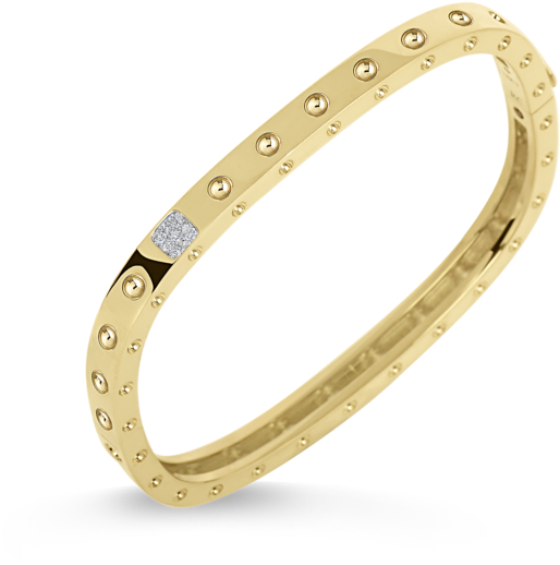 1 Row Square Bangle With Diamonds - Bangle (600x600), Png Download