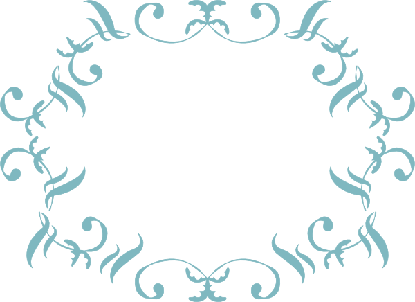 Blue Ornamental Swirl Border Clip Art (600x436), Png Download
